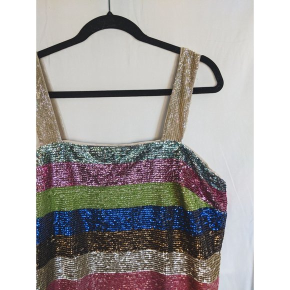 NWT Anthropologie Shimmer Striped Mini Dress 18W Plus Size - Picture 6 of 12